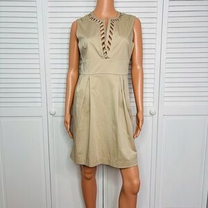 ADAM by Adam Lippes Sleeveless V-Neck Dress in Khaki Size 4